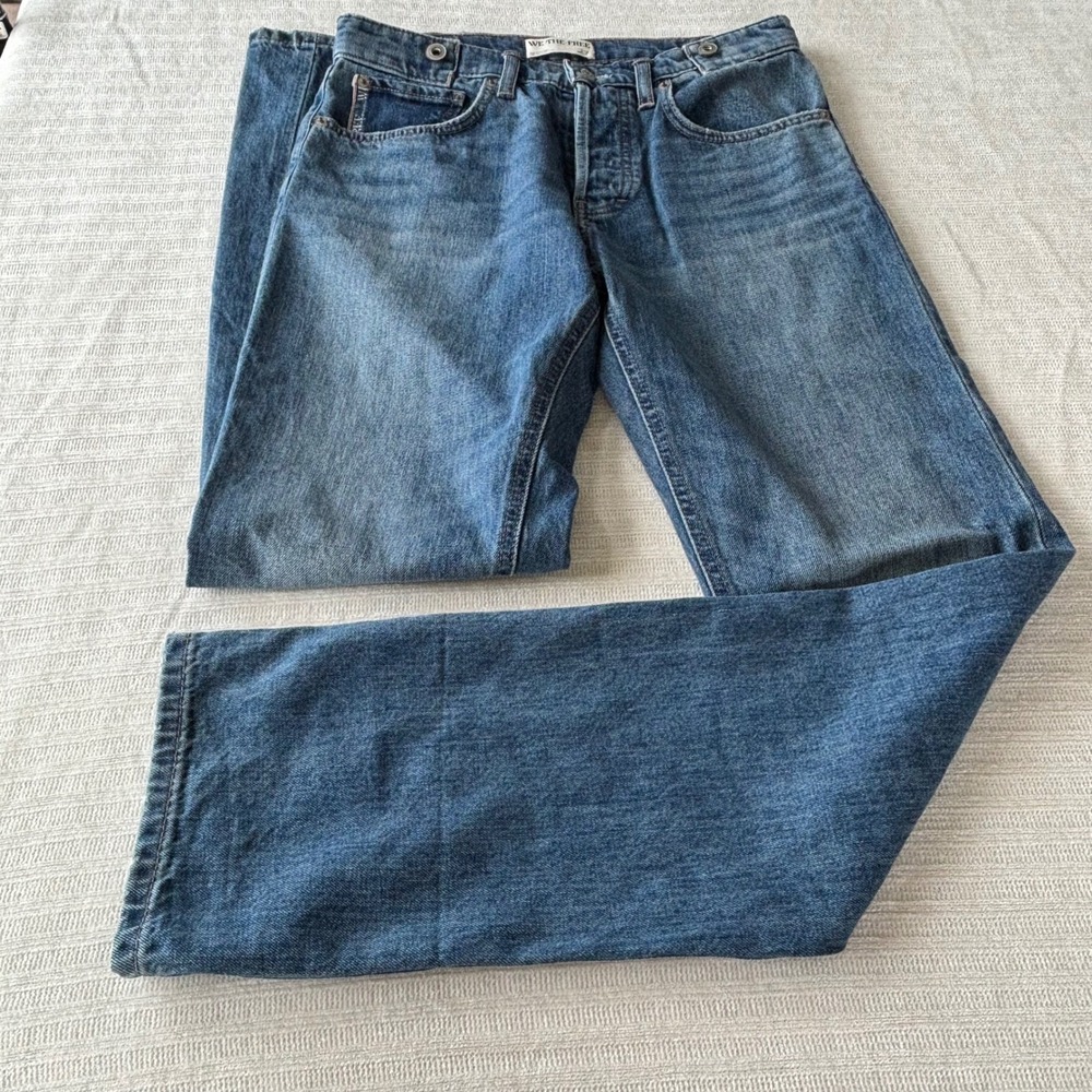 We The Free Free People Slade Slim Selvedge Jeans Blue Button Fly 27 OBI988140